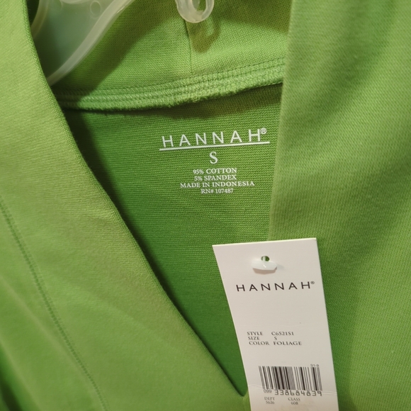 Hannah 💚💚 Sportswear Womens Size S Woven Short Sleeve Top Cotton/Spandex NWT - Picture 6 of 7